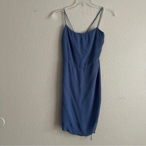 TJD textured blue mini dress with thin shoulder straps